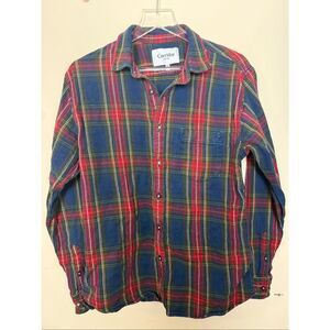 Corridor New York Red Green Blue Plaid 100% Cotton Button Down Shirt Men’s Mediu